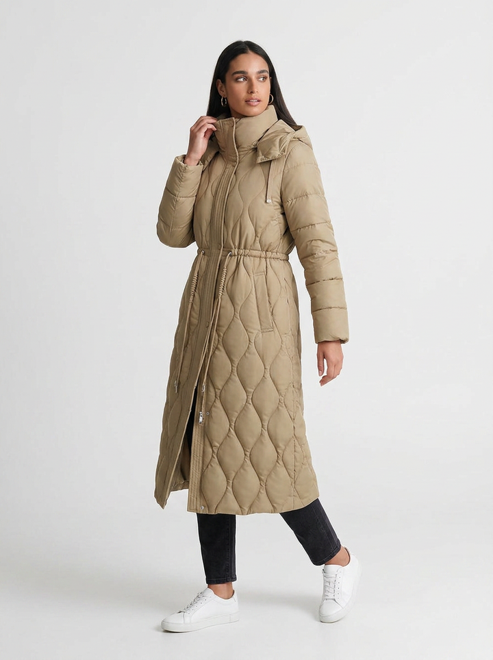 Indie | Women's Quilted Long Puffer Coat with Hood
