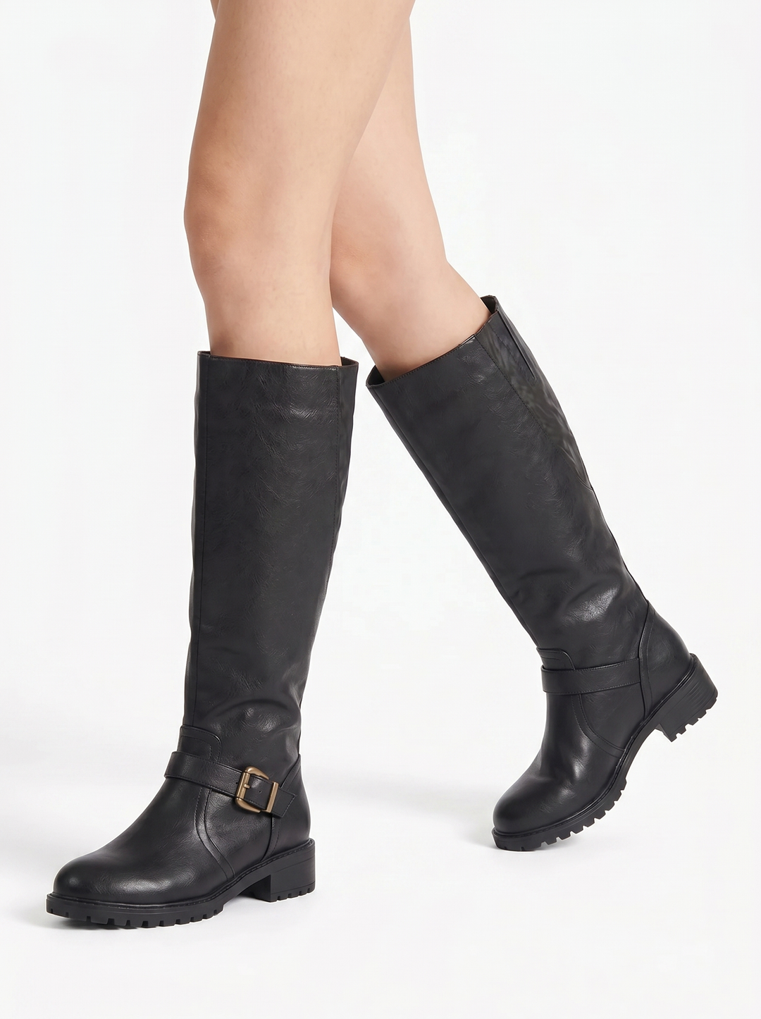 Isabella | Women's Black Solid Orthopedic Leather Boots