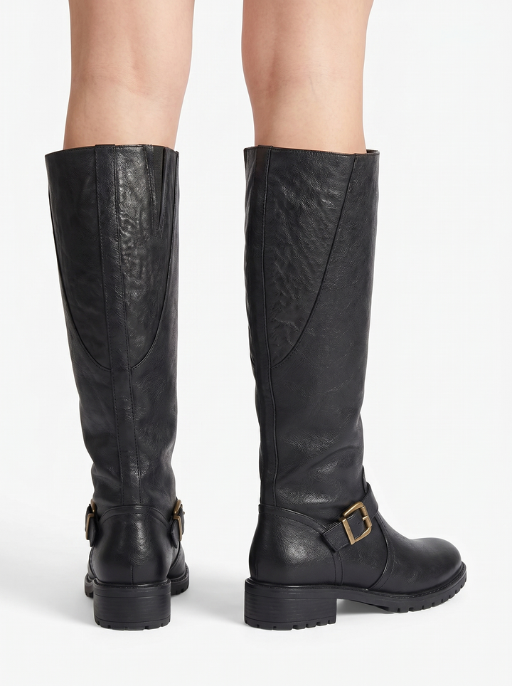 Isabella | Women's Black Solid Orthopedic Leather Boots
