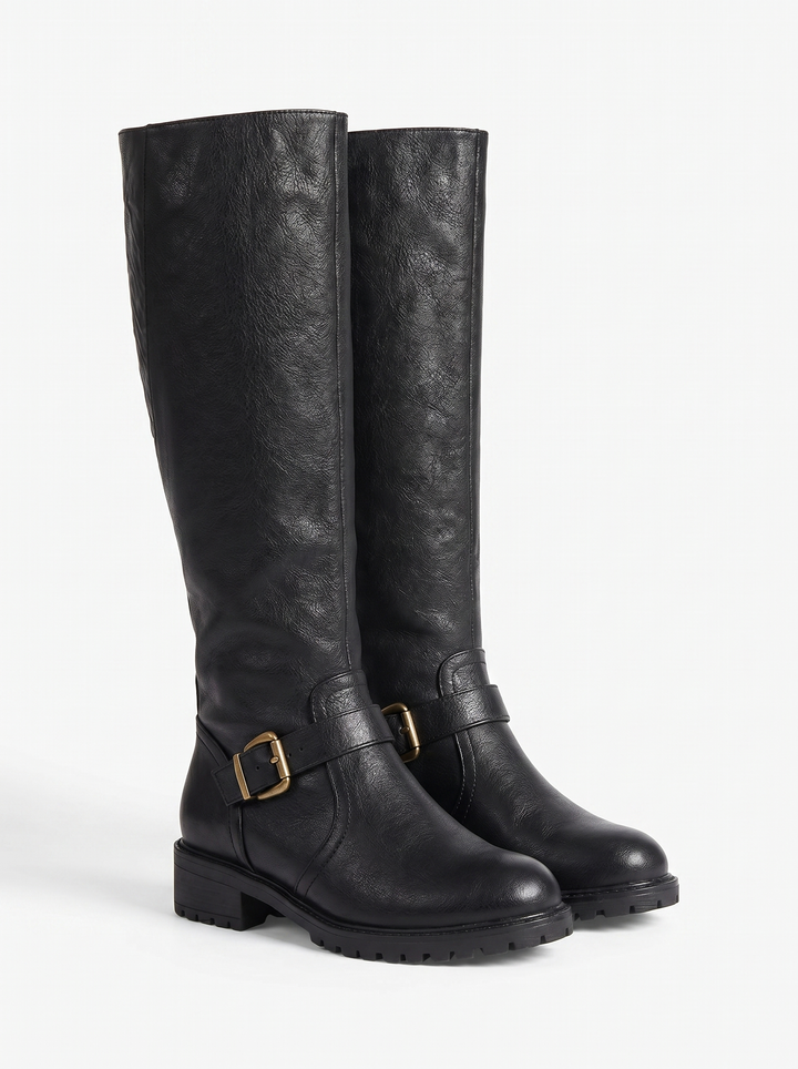 Isabella | Women's Black Solid Orthopedic Leather Boots