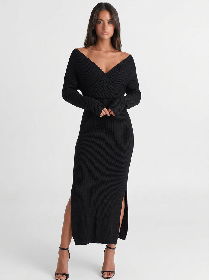 Isla | Knit Wrap Midi Dress