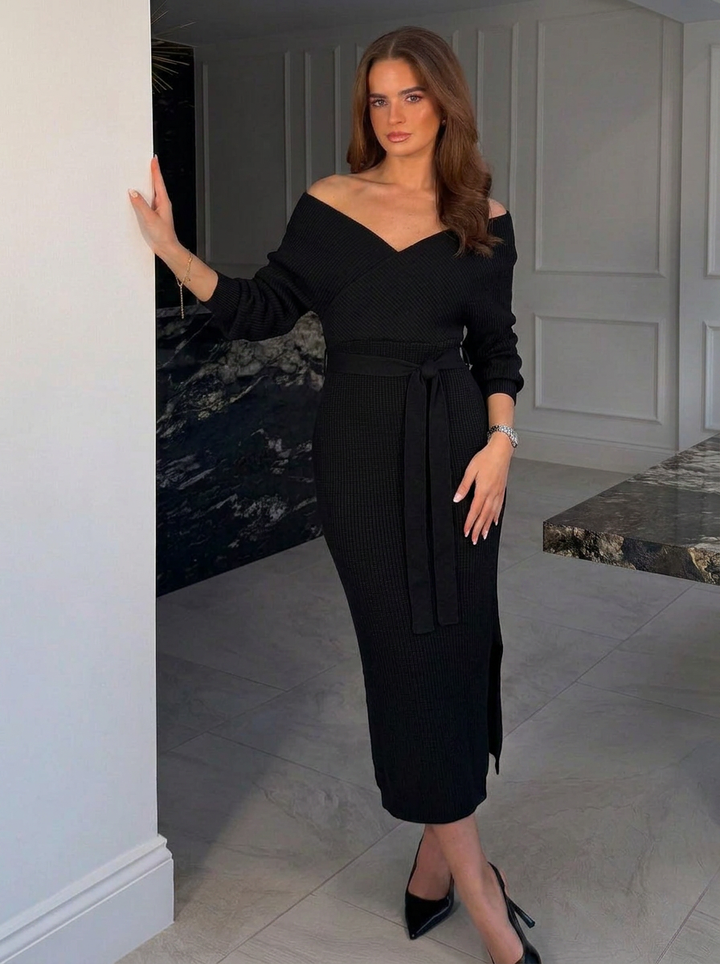 Isla | Knit Wrap Midi Dress