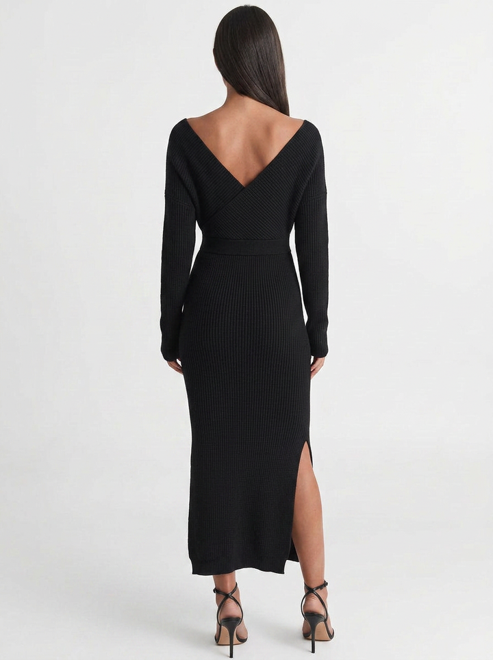 Isla | Knit Wrap Midi Dress