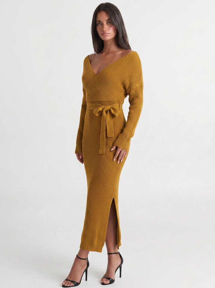 Isla | Knit Wrap Midi Dress