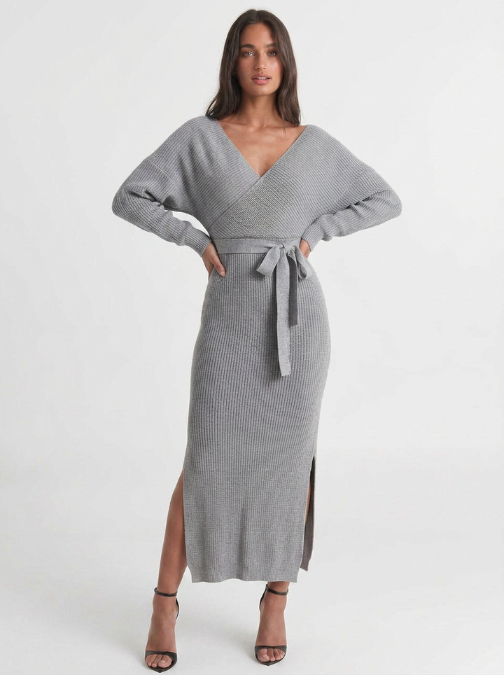 Isla | Knit Wrap Midi Dress