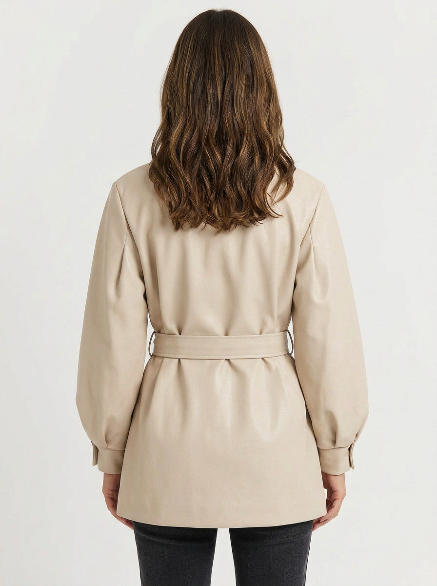 Isla | Women's Belted Puff Sleeve Short Trench Coat