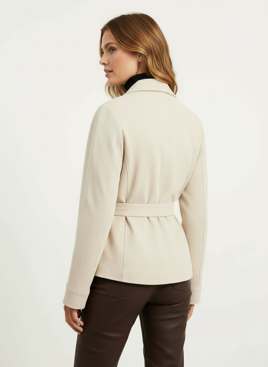 Jada | Women's Belted Wrap Shawl Collar Suede Jacket 2