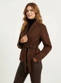 Jada | Women's Belted Wrap Shawl Collar Suede Jacket 4