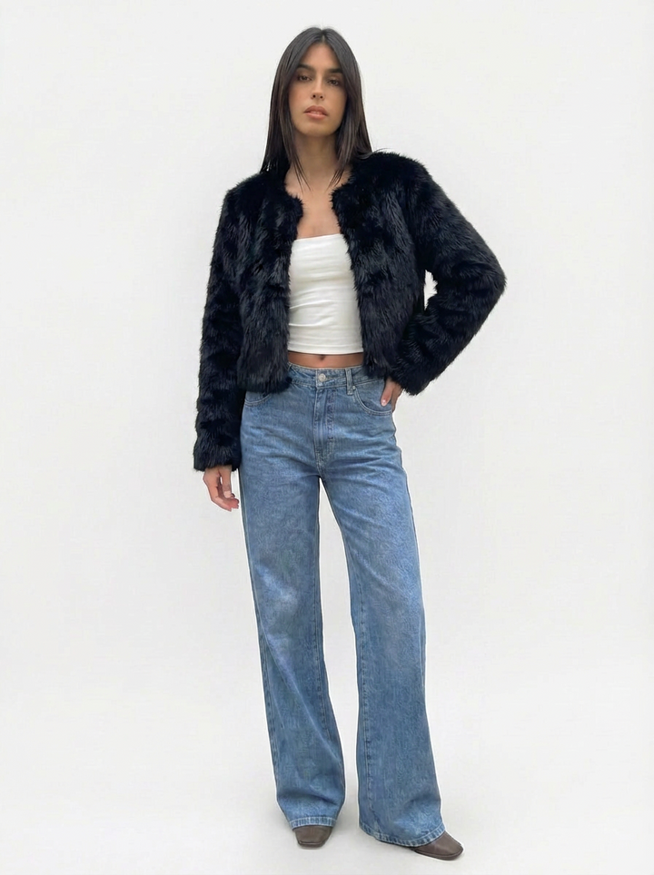 Jade | Women's Faux Fur Cropped Jacket 6