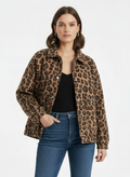 Jade | Women's Leopard Print Snap Button Bomber Jacket
