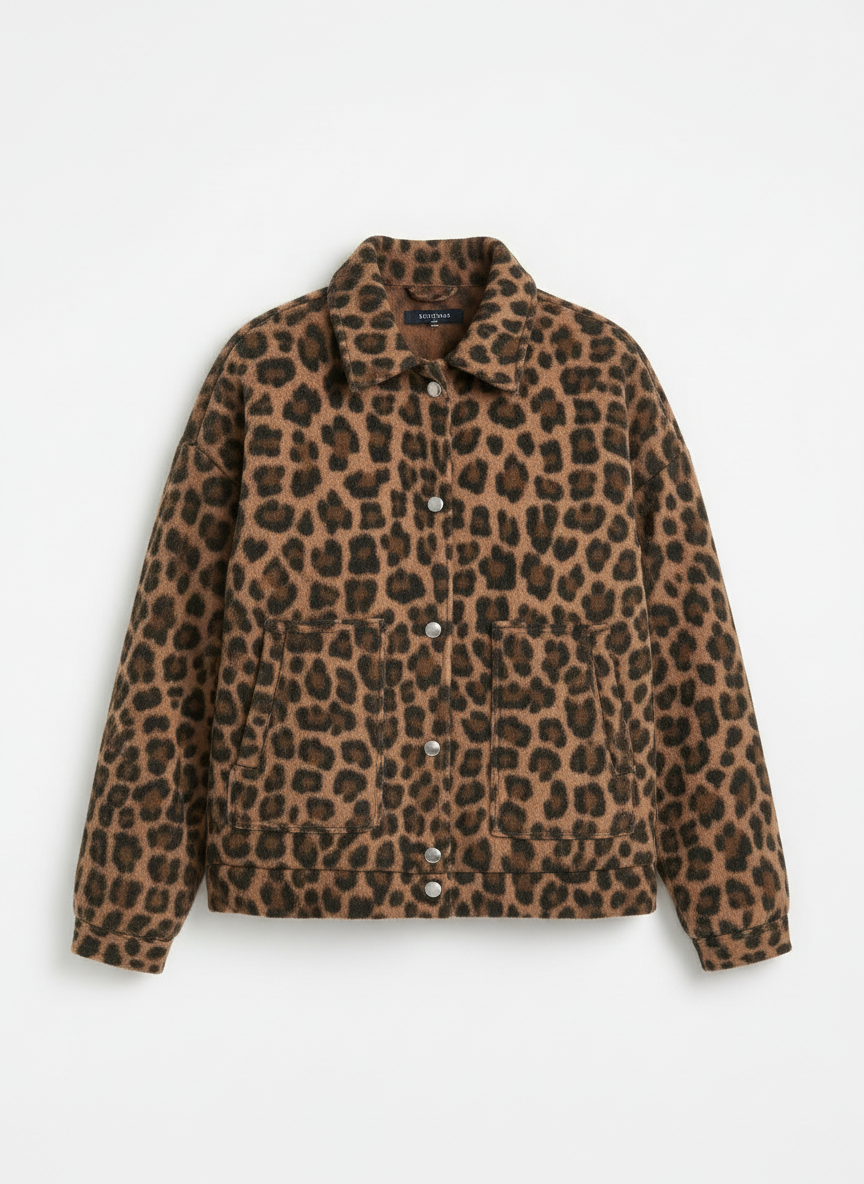 Jade | Women's Leopard Print Snap Button Bomber Jacket 3