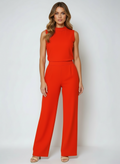 Jade | Women's Sleeveless Mock Neck Wide Leg Jumpsuit
