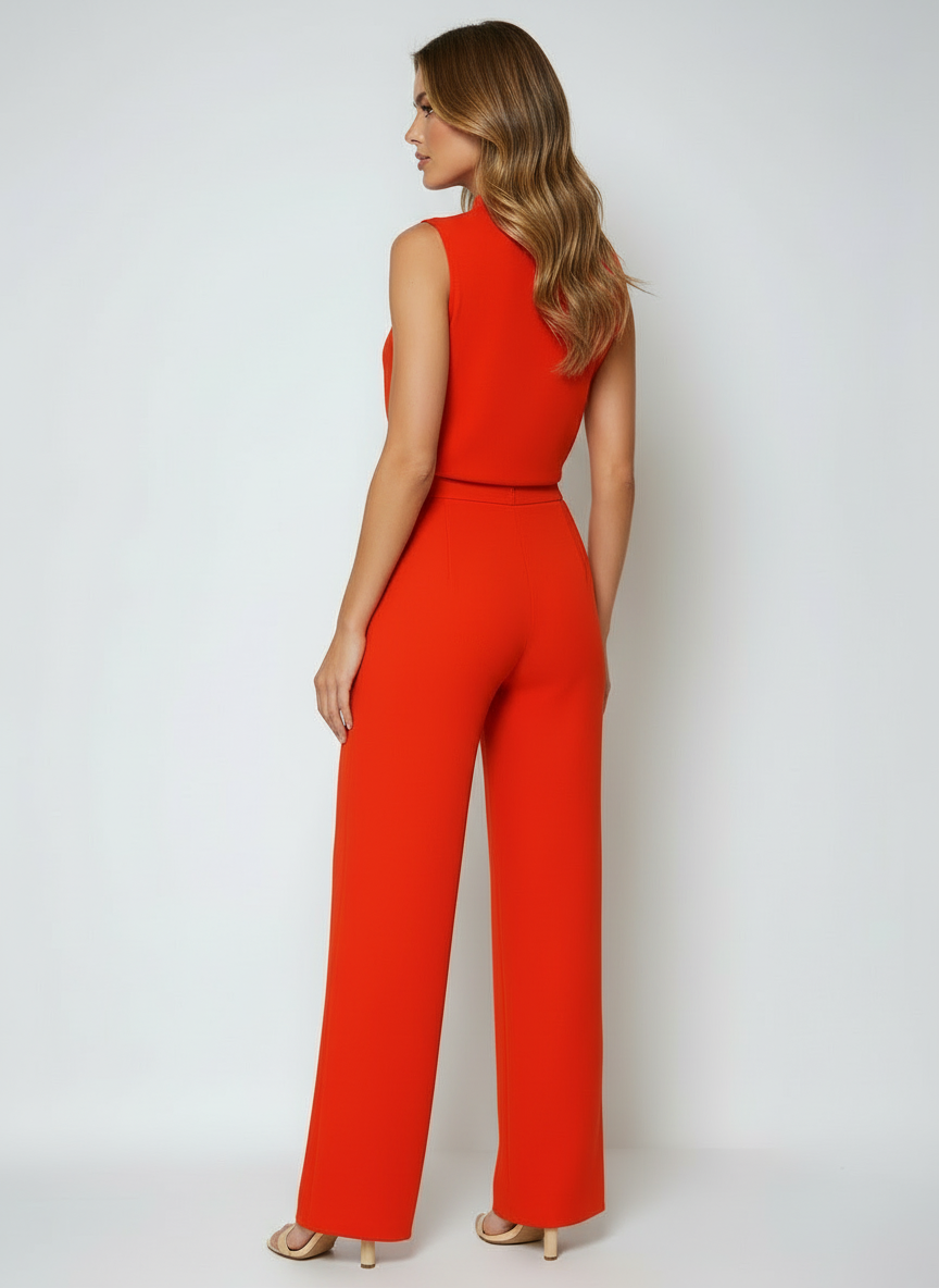 Jade | Women's Sleeveless Mock Neck Wide Leg Jumpsuit 2