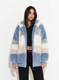 Jamie | Women's Color Block Striped Fleece Zip Hoodie
