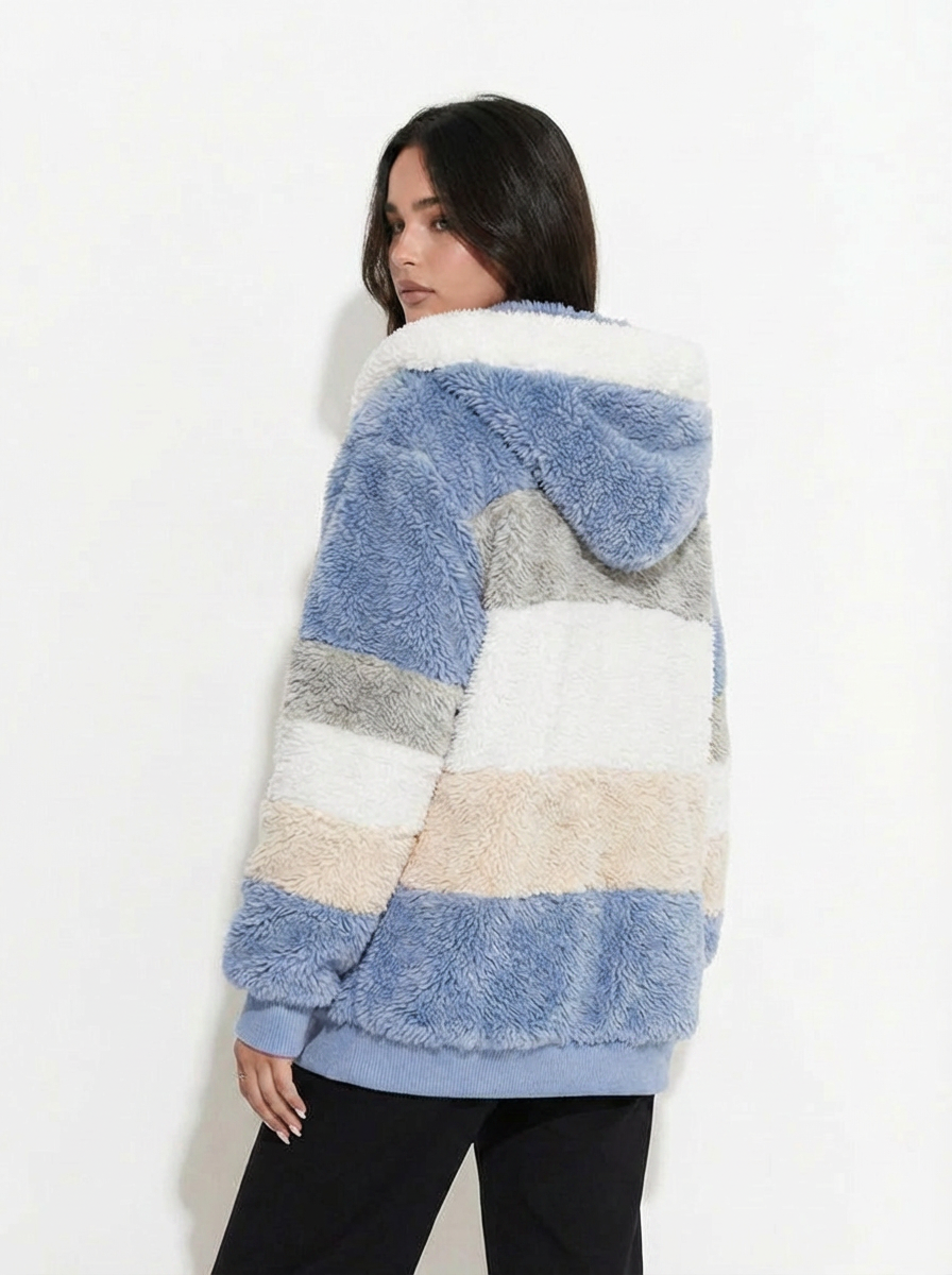 Jamie | Women's Color Block Striped Fleece Zip Hoodie 2