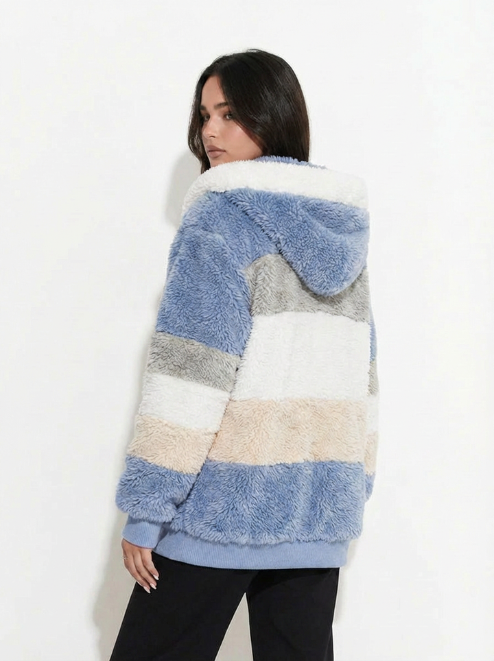 Jamie | Women's Color Block Striped Fleece Zip Hoodie 2