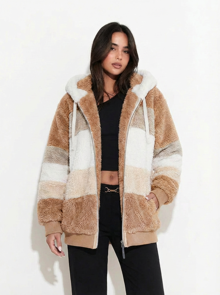 Jamie | Women's Color Block Striped Fleece Zip Hoodie 3