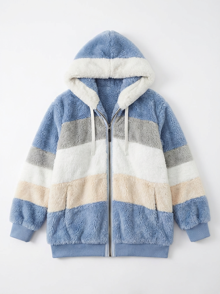 Jamie | Women's Color Block Striped Fleece Zip Hoodie 5
