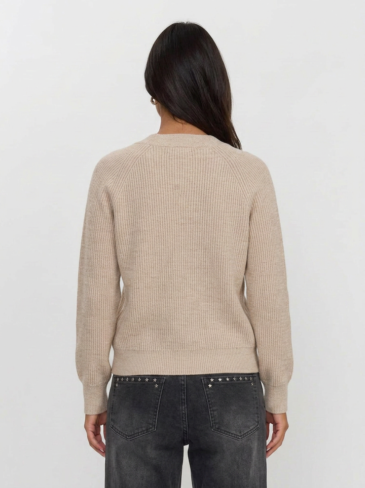 Jamilla | Women's V Neck Sweater Ribbed Knit
