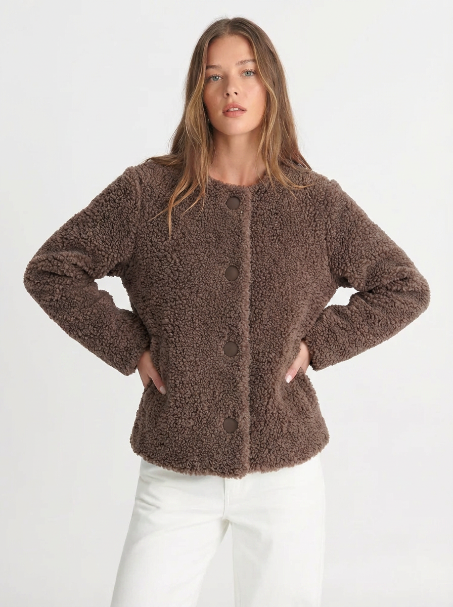 Jemma | Women's Collarless Teddy Jacket