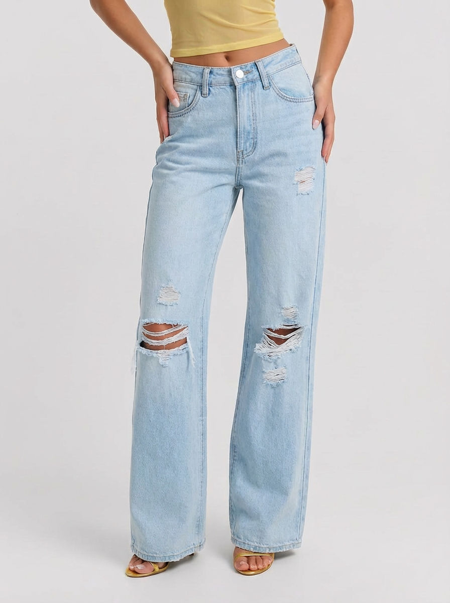 Jena | Light Wash Ripped Denim Jeans