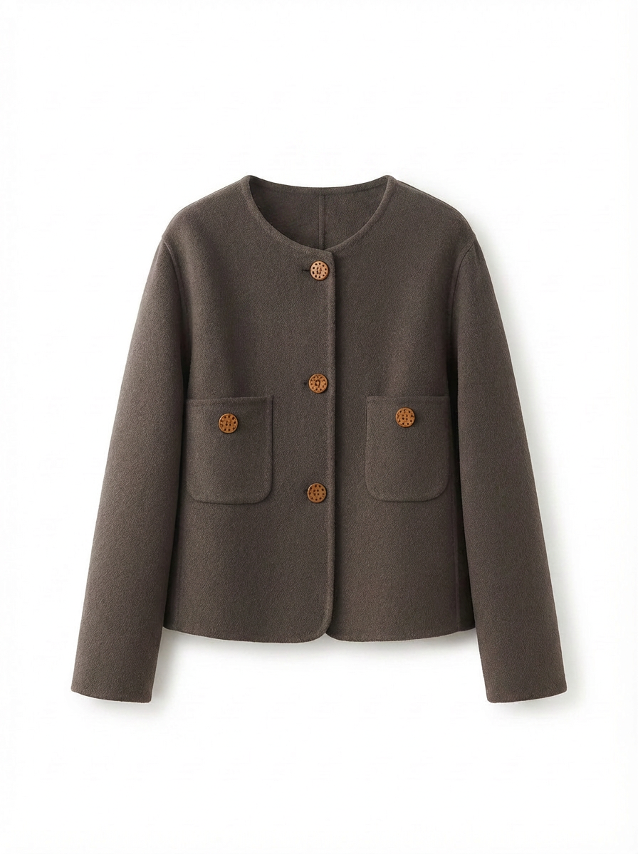 Jenna | Women's Collarless Patch Pocket Wool Jacket 3