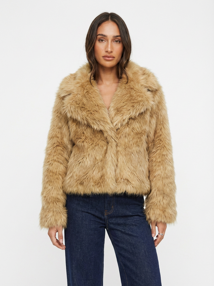 Jenna | Women's Wide Lapel Faux Fur Relaxed Jacket