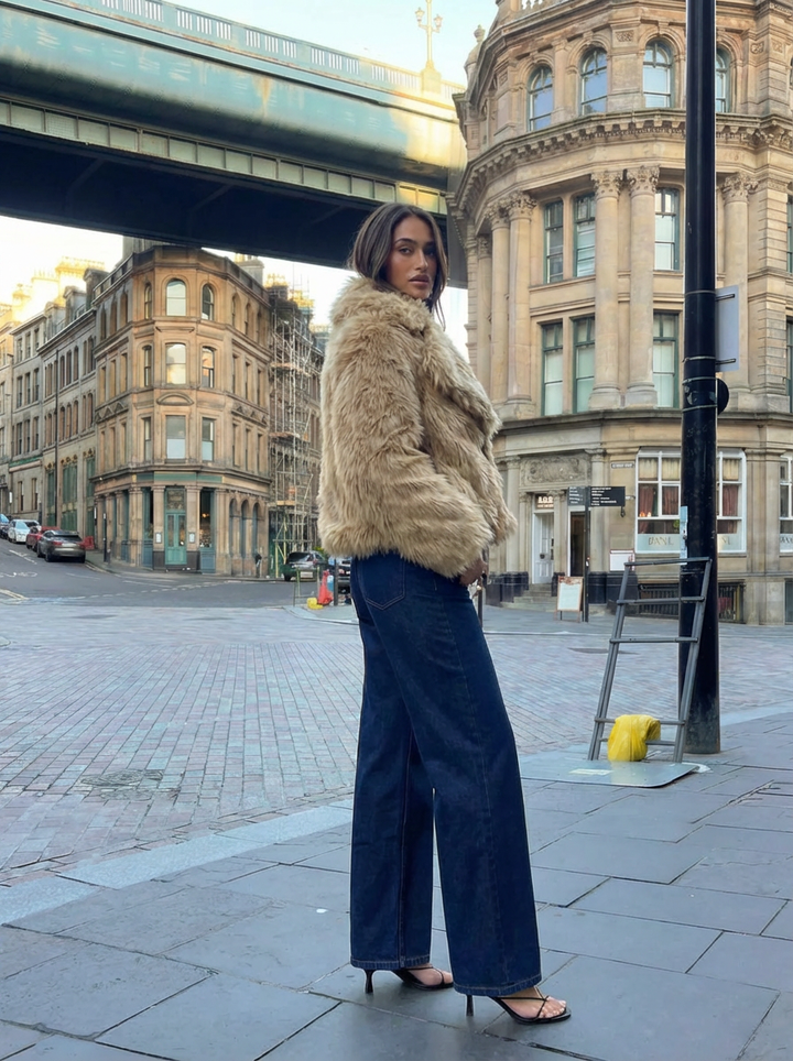 Jenna | Women's Wide Lapel Faux Fur Relaxed Jacket 1