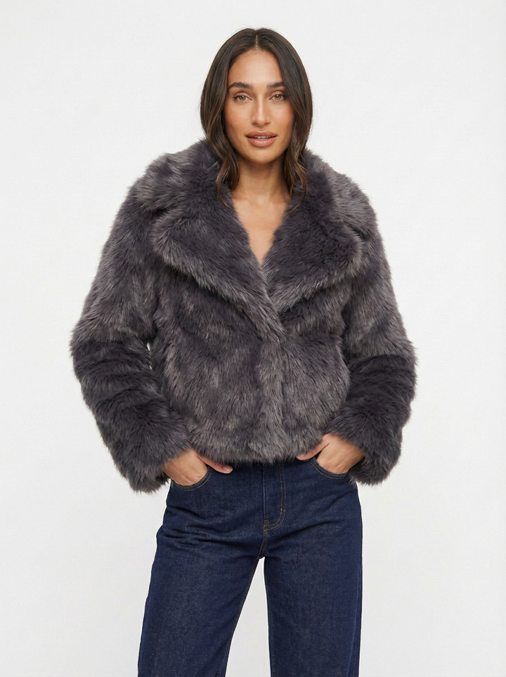 Jenna | Women's Wide Lapel Faux Fur Relaxed Jacket 4