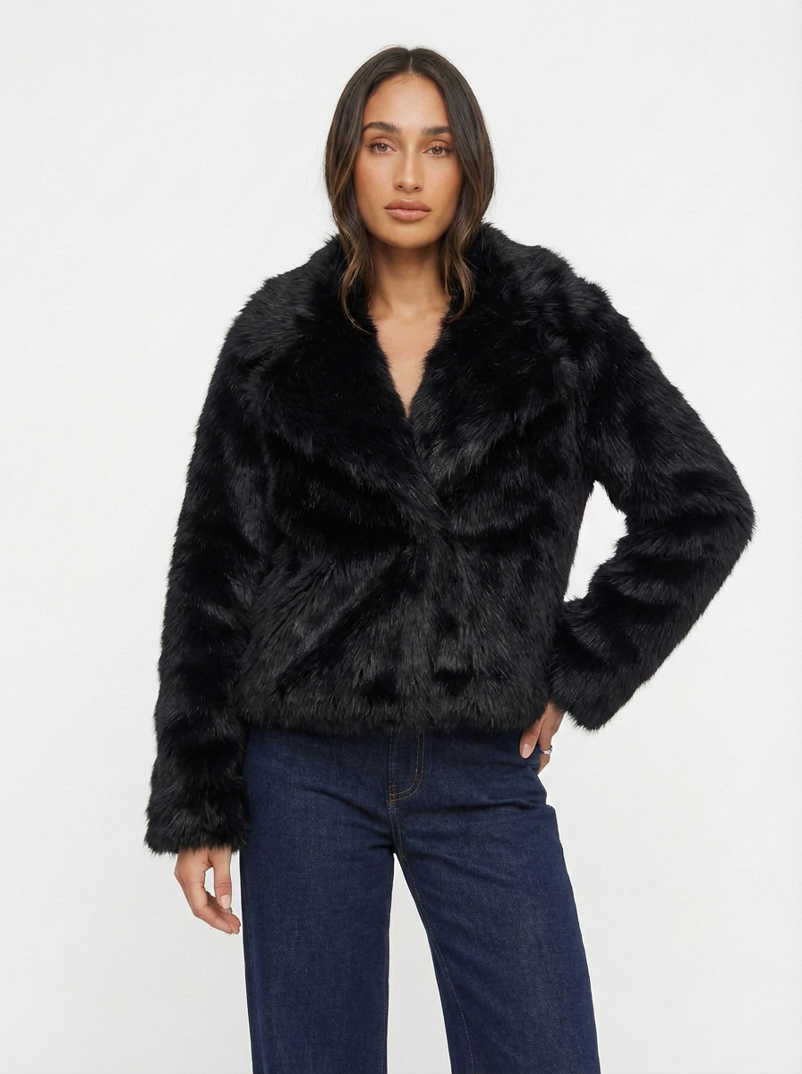 Jenna | Women's Wide Lapel Faux Fur Relaxed Jacket 6