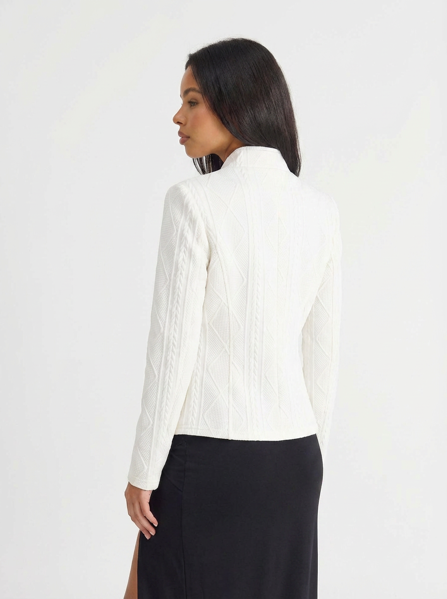 Jillian | Women's Stand Collar Textured Knit Jacket 2