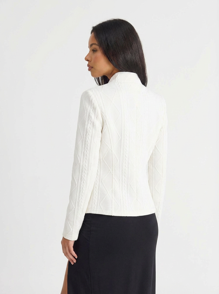 Jillian | Women's Stand Collar Textured Knit Jacket 2