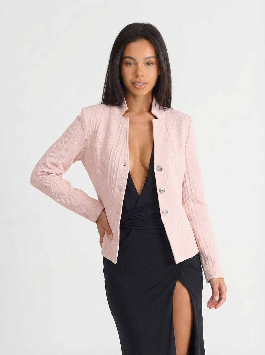 Jillian | Women's Stand Collar Textured Knit Jacket 5