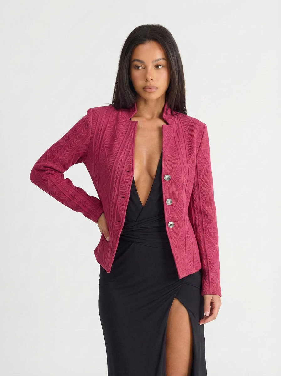 Jillian | Women's Stand Collar Textured Knit Jacket 6