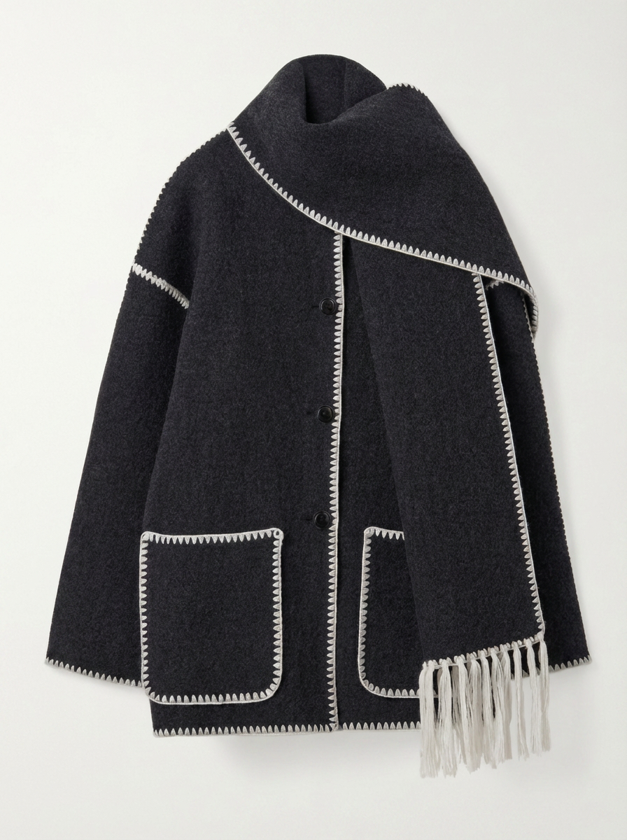 Joanna | Women's Blanket Stitch Fringe Scarf Jacket 3