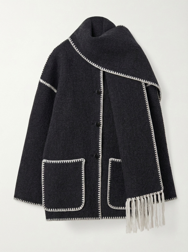 Joanna | Women's Blanket Stitch Fringe Scarf Jacket 3