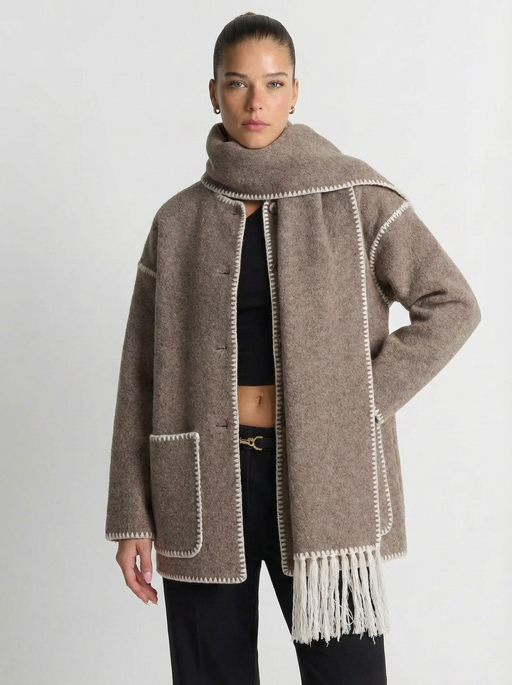 Joanna | Women's Blanket Stitch Fringe Scarf Jacket 4
