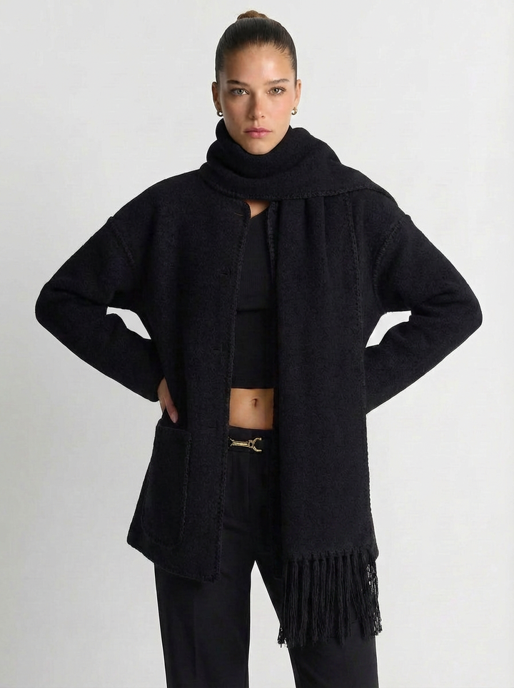 Joanna | Women's Blanket Stitch Fringe Scarf Jacket 6