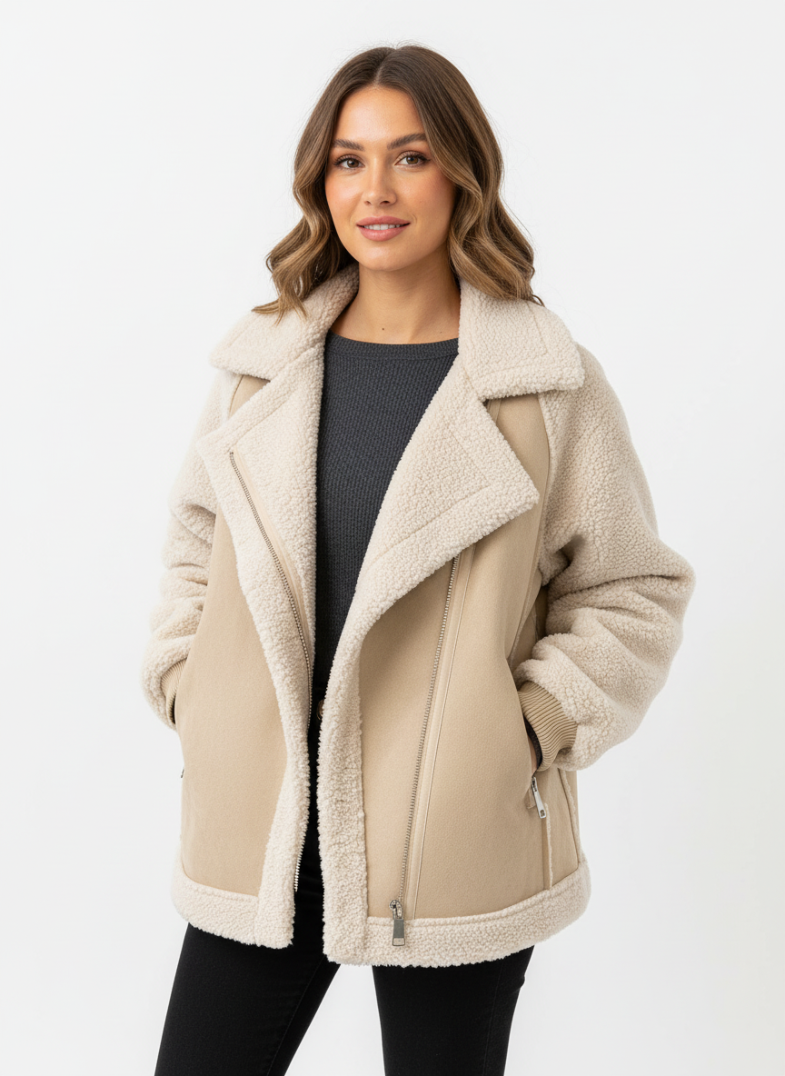Jodie | Women's Oversized Faux Shearling Zip Up Jacket