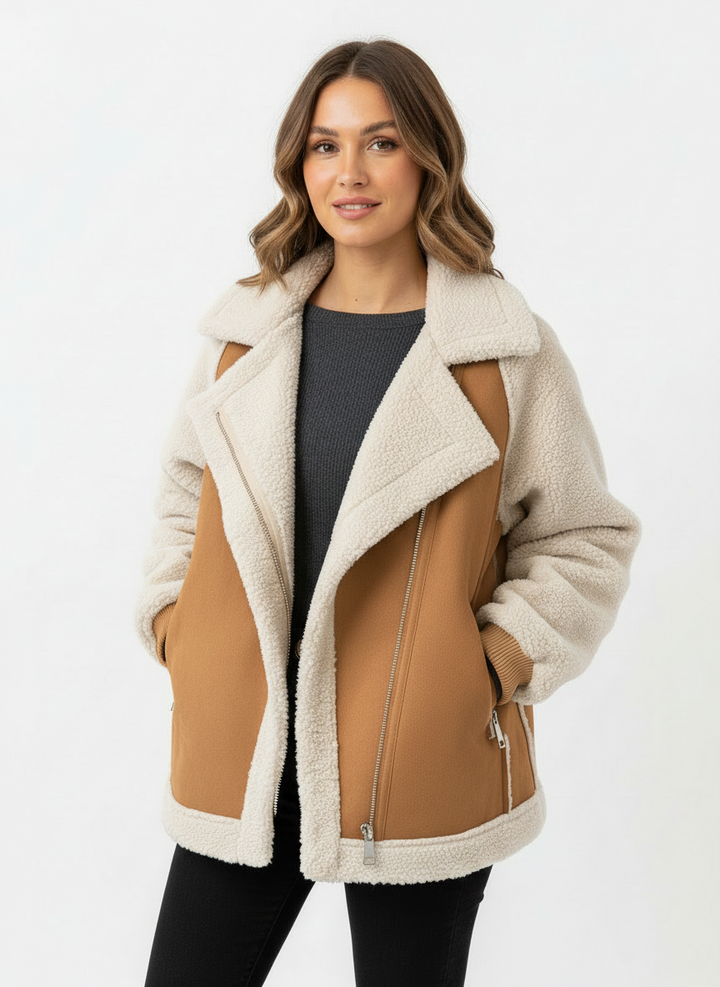 Jodie | Women's Oversized Faux Shearling Zip Up Jacket 4