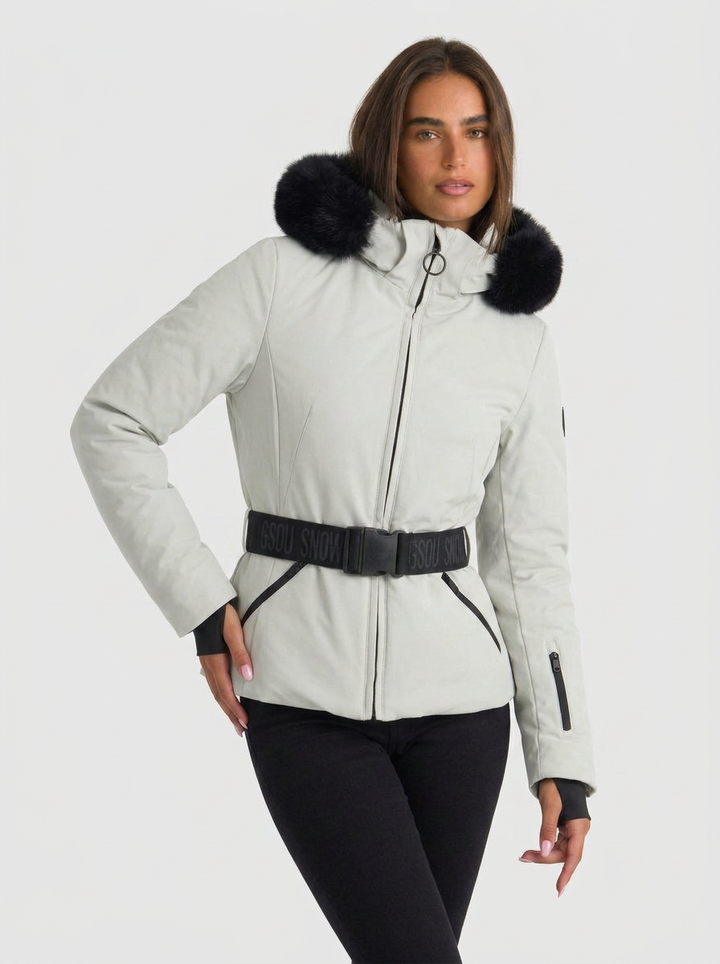 Jovanna | Women's Belted Zip Ski Jacket Hooded