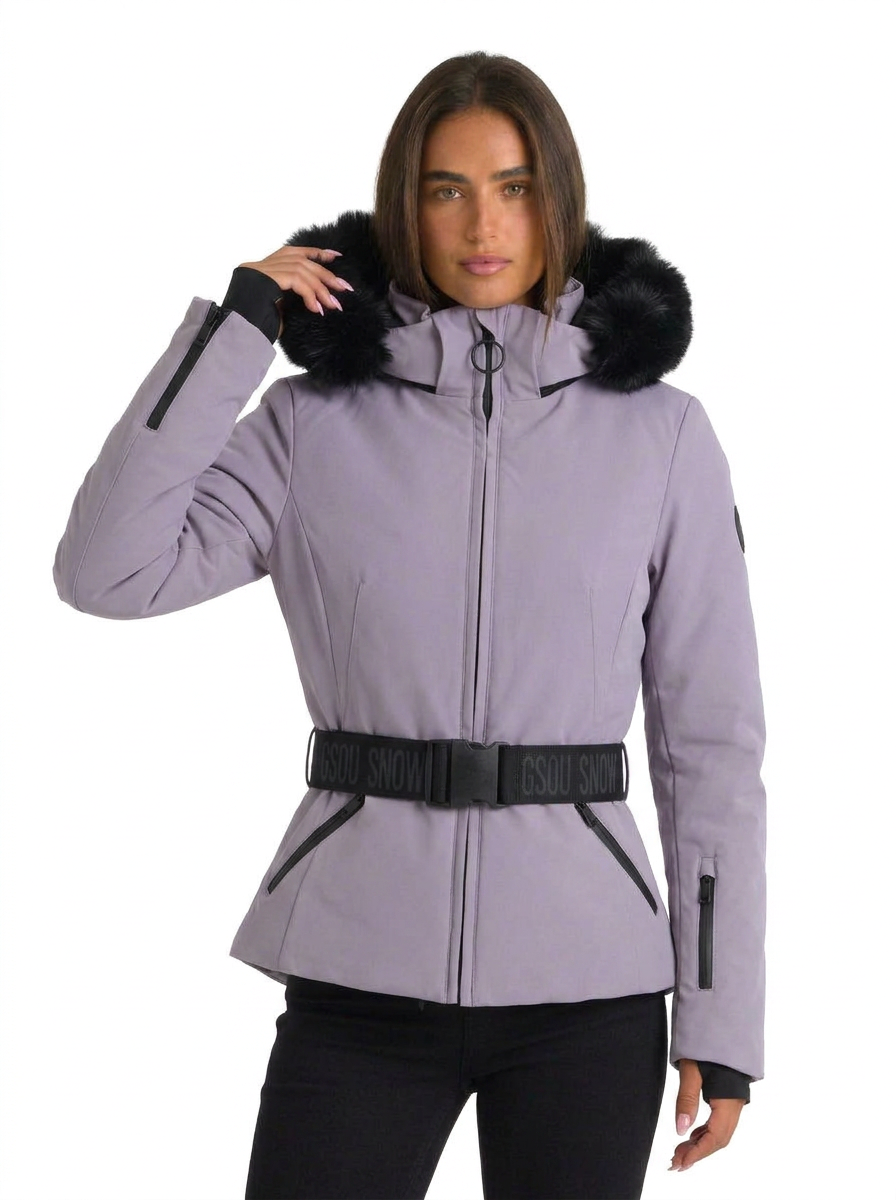 Jovanna | Women's Belted Zip Ski Jacket Hooded