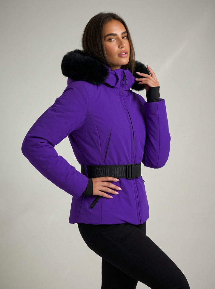 Jovanna | Women's Belted Zip Ski Jacket Hooded