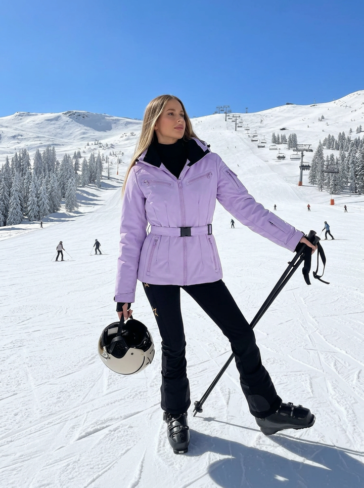 Julie | Women's Ski Jacket Hooded Belted Zip