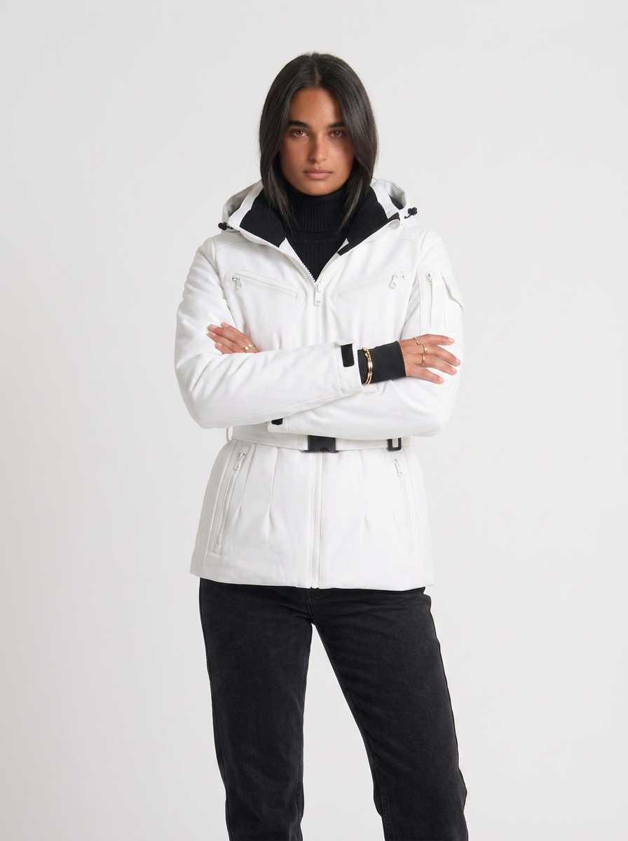 Julie | Women's Ski Jacket Hooded Belted Zip 