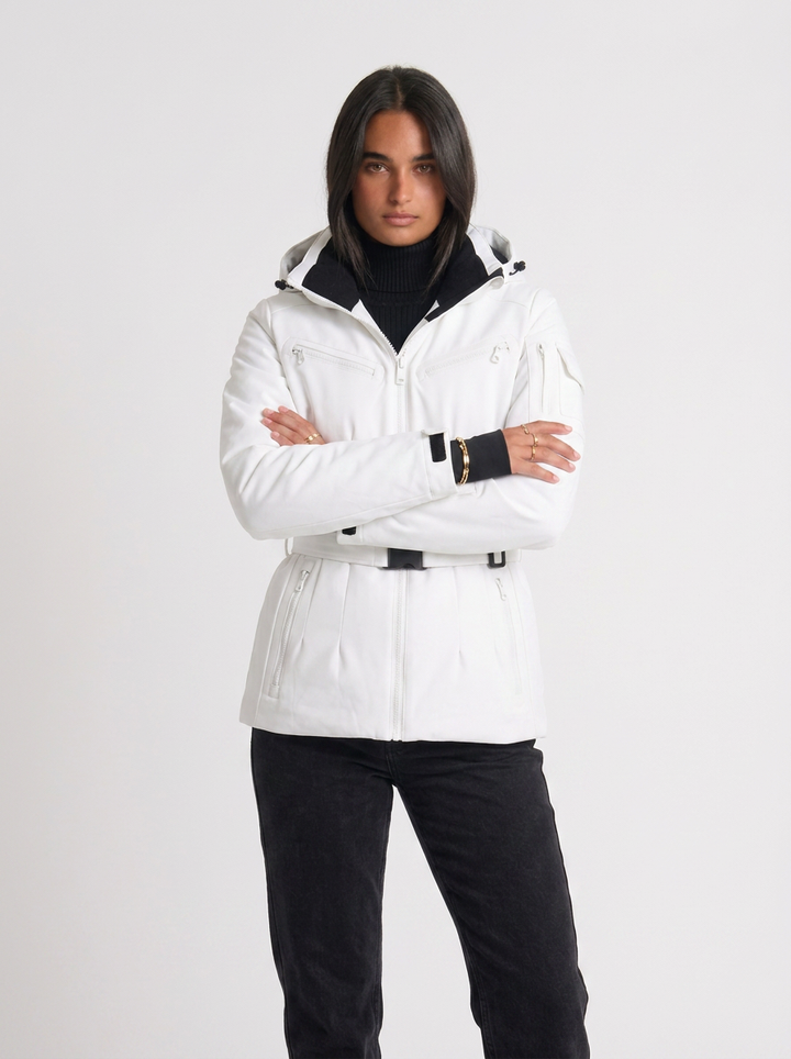 Julie | Women's Ski Jacket Hooded Belted Zip 