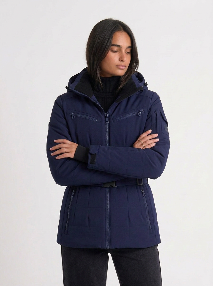 Julie | Women's Ski Jacket Hooded Belted Zip