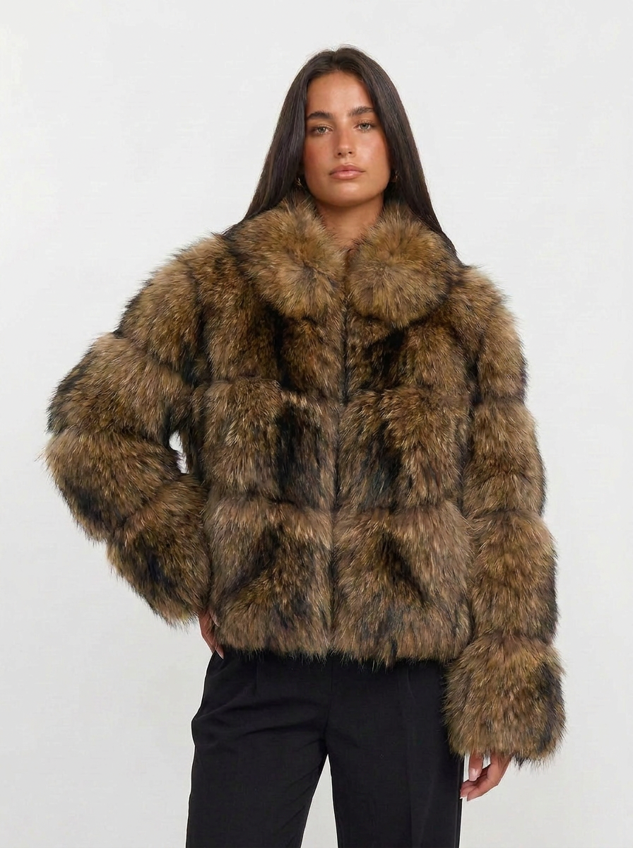 Juliet | Women's Faux Fur Cropped Long Sleeve Jacket