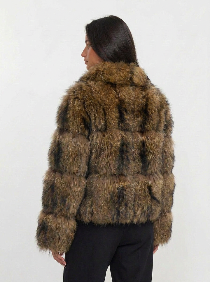 Juliet | Women's Faux Fur Cropped Long Sleeve Jacket 2