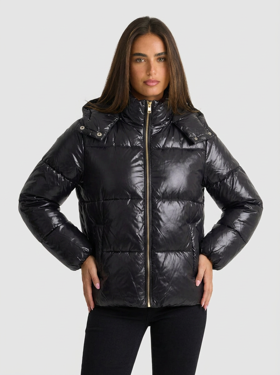 Kelsey | Women's Black Quilted Hooded Puffer Coat